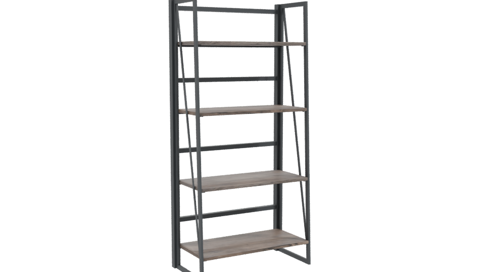 Industrial Wooden Shelf Unit 3D - Professional 3D Model Render 10