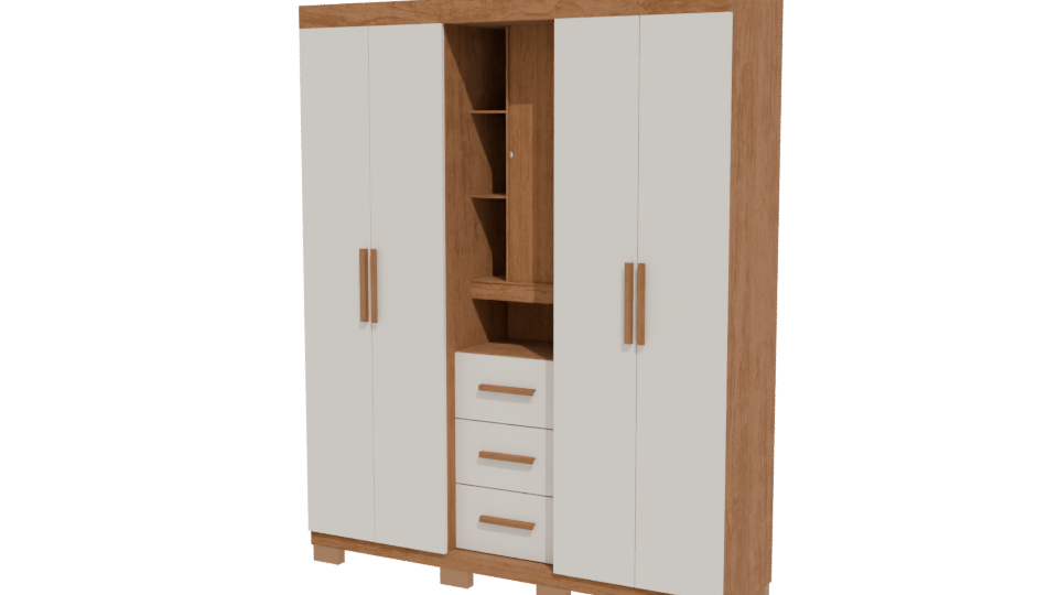 Stylish Wooden Wardrobe 3D Model - Professional 3D Model Render 12