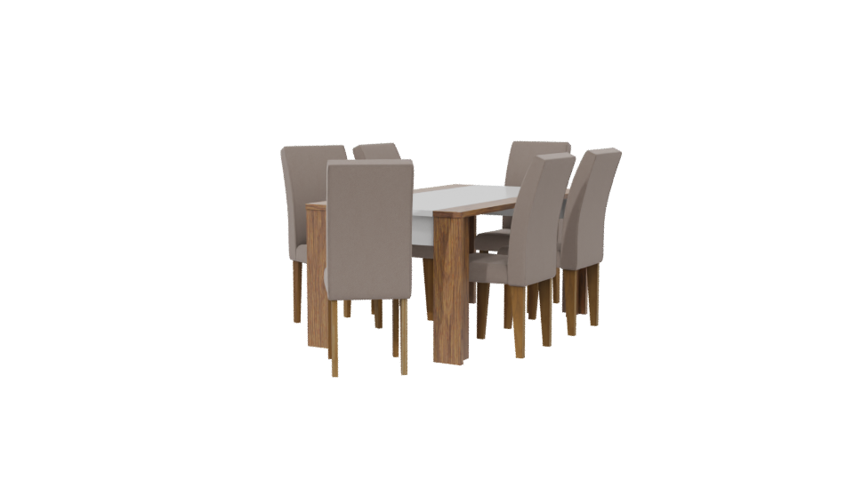 Stylish Wooden Dining Table Set - Professional 3D Model Render 6