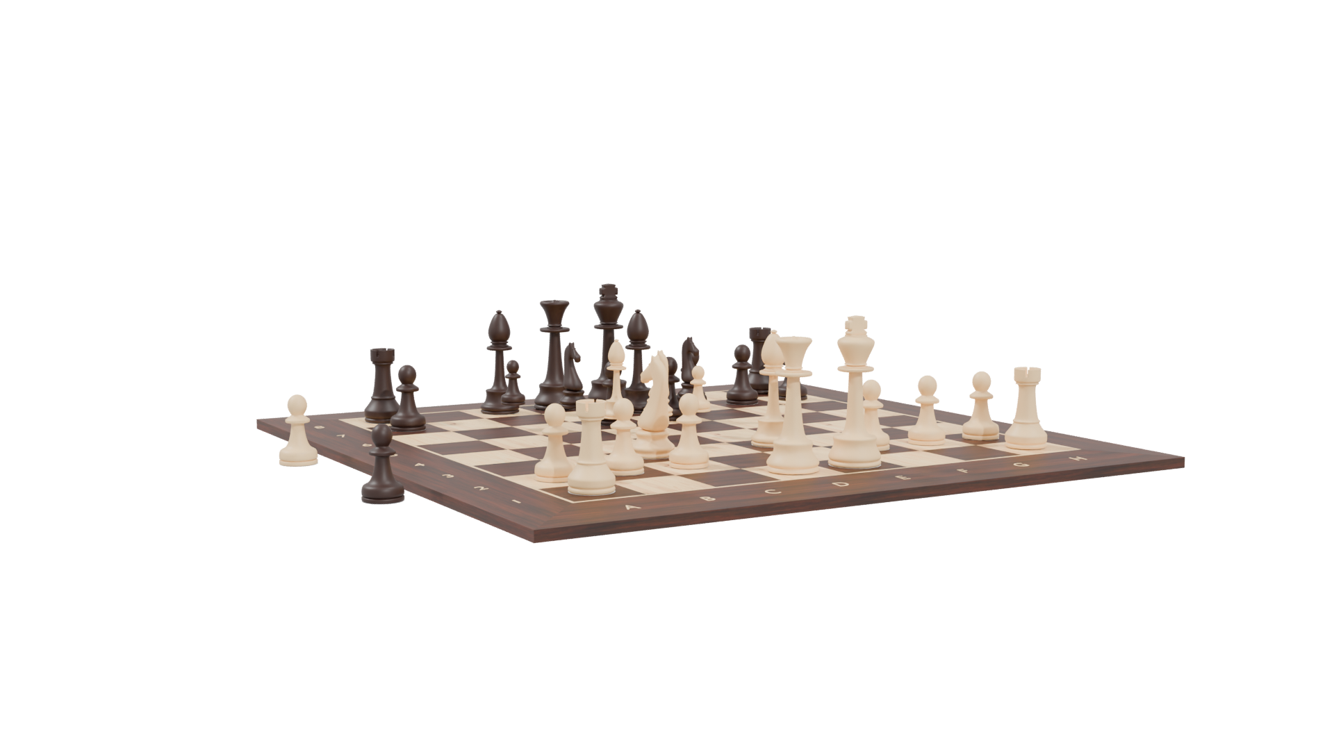 Realistic Chess Set 3D Model - Professional 3D Model Render 4