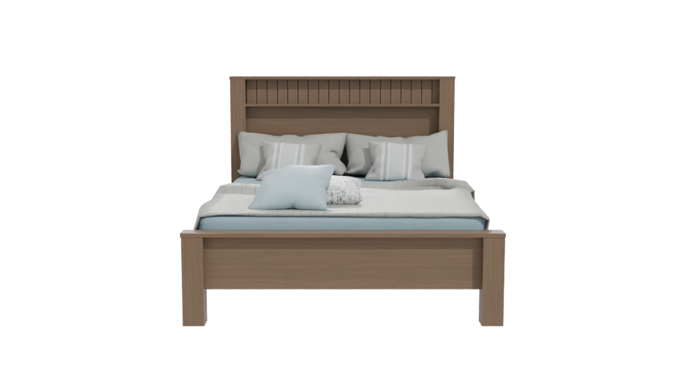 Stylish Wooden Bed 3D Model - Professional 3D Model Render 11