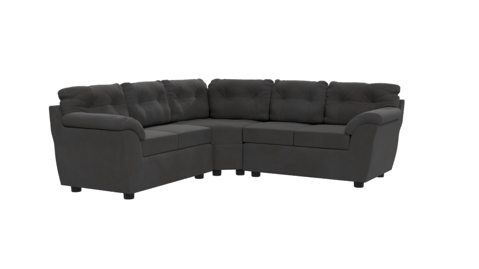 Contemporary Black Leather Sectional Sofa 3D Model - Professional 3D Model Render 12