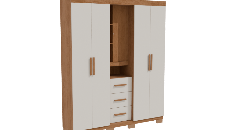 Stylish Wooden Wardrobe 3D Model - Professional 3D Model Render 10