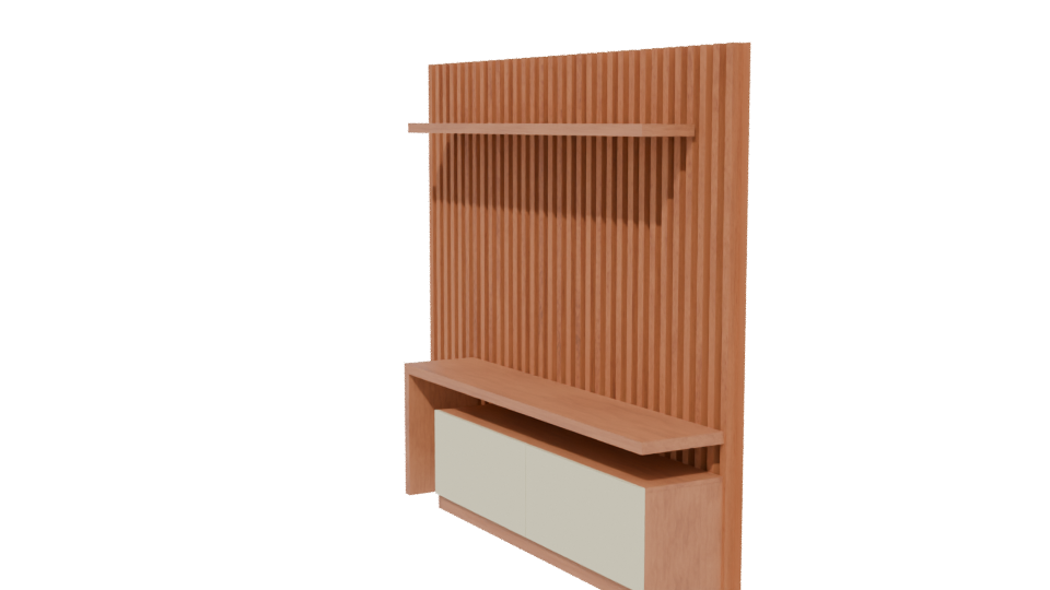 Contemporary Wooden Wall Unit 3D - Professional 3D Model Render 13