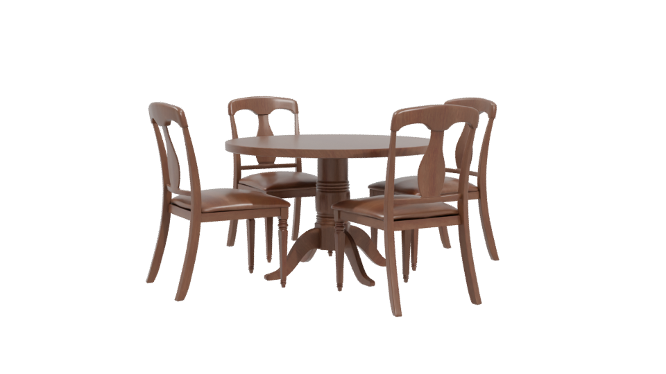 Elegant Wooden Dining Set 3D - Professional 3D Model Render 4