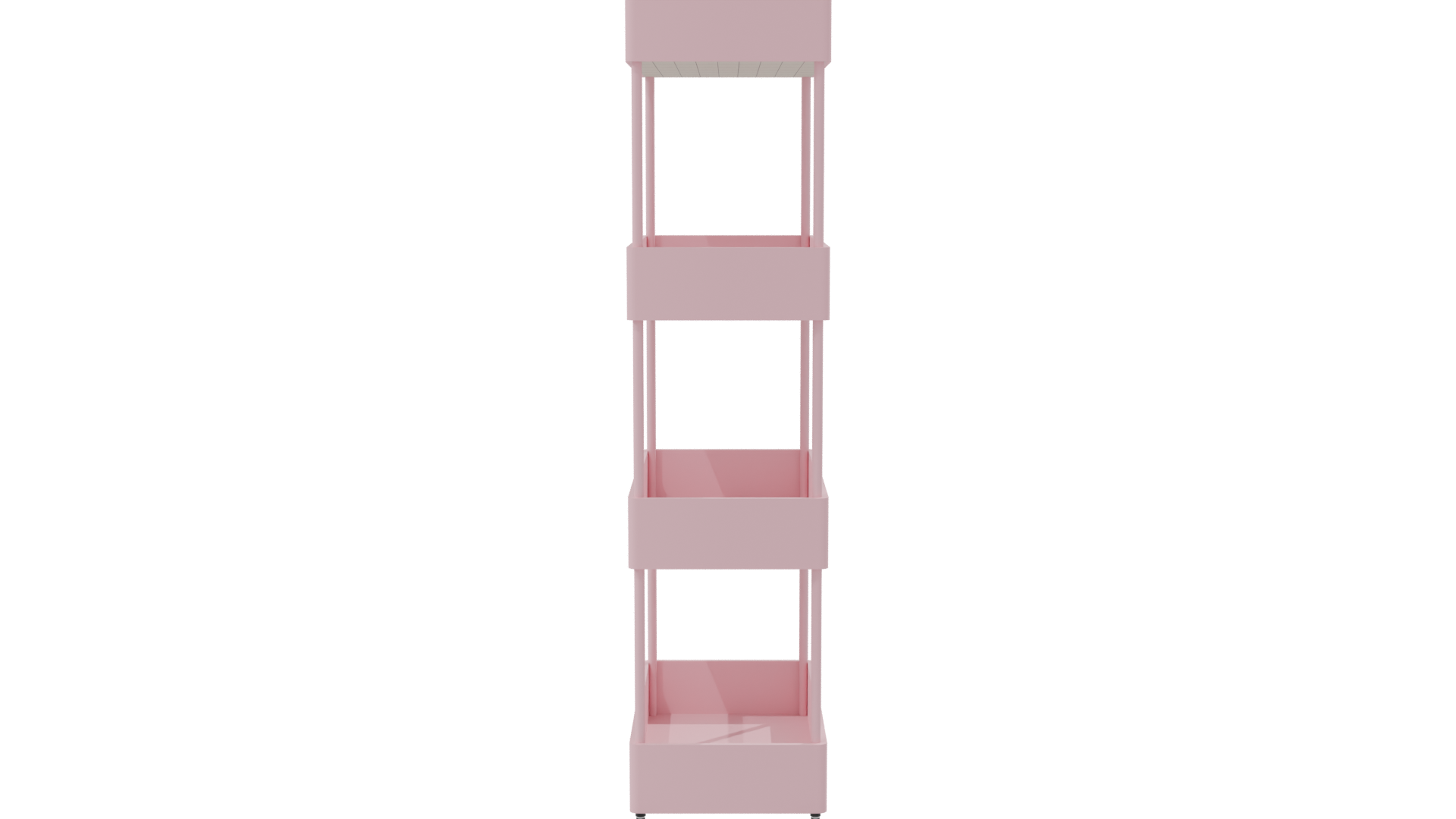 Pink 4-Tier Storage Cart 3D - Professional 3D Model Render 8