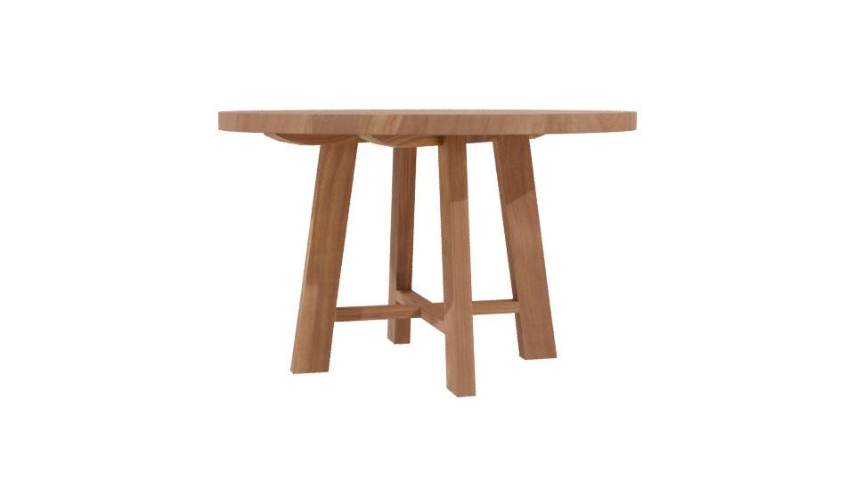 Stylish Round Wooden Dining Table - Professional 3D Model Render 3