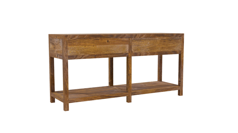 Rustic Wooden Console Table Model - Professional 3D Model Render 4
