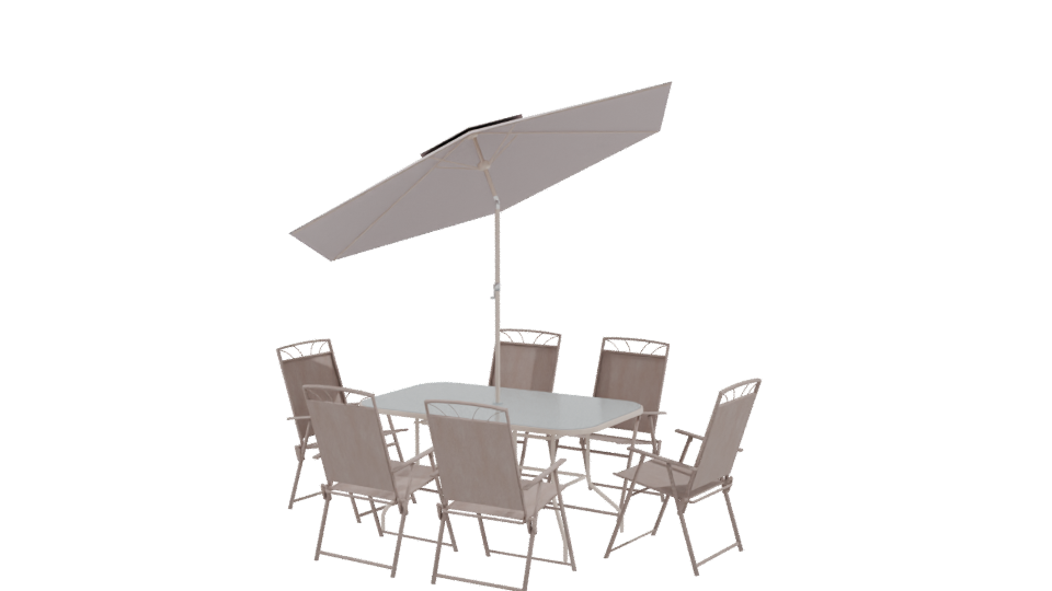 Stylish Outdoor Dining Set with Umbrella 3D Model - Professional 3D Model Render 9