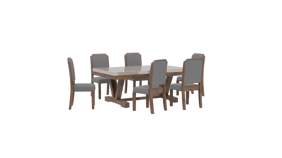 Stylish Wooden Dining Table Set - Professional 3D Model Render 4