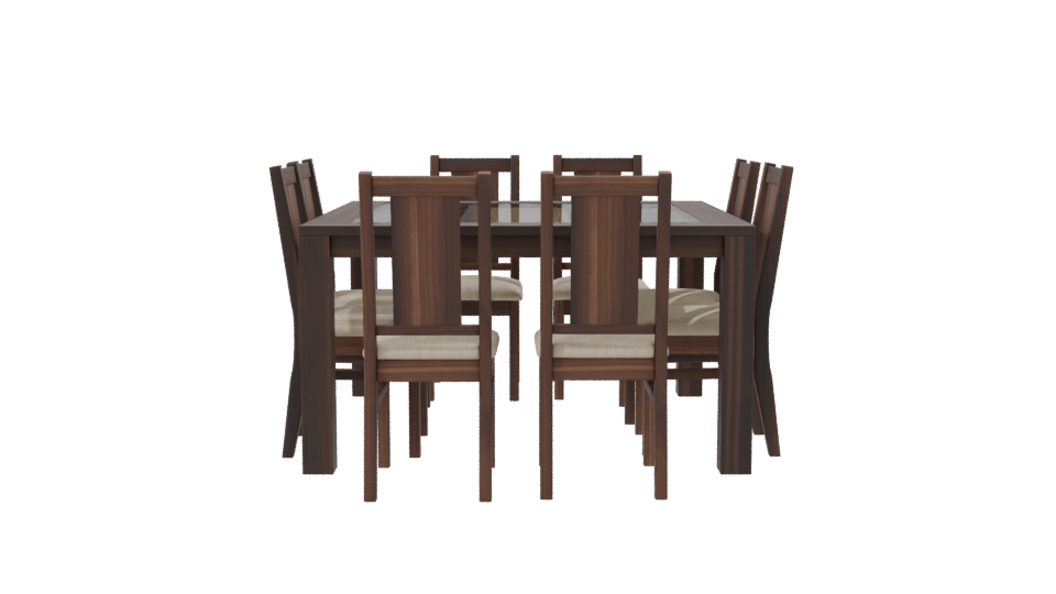 Elegant Wooden Dining Table Set 3D Model - Professional 3D Model Render 8
