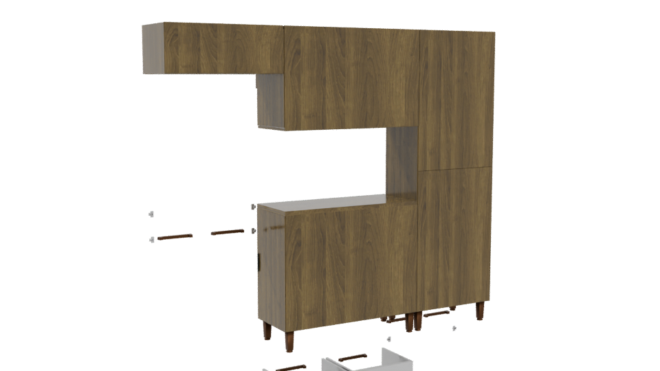 Stylish Wooden Kitchen Cabinet 3D - Professional 3D Model Render 4