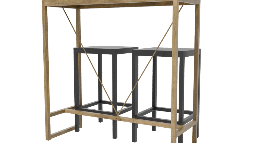 Industrial Bar Table Set 3D - Professional 3D Model Render 6