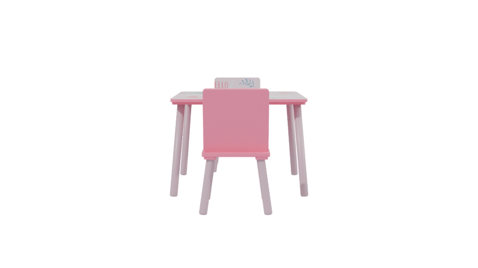 Charming Kids' Table and Chair Set 3D Model - Professional 3D Model Render 2