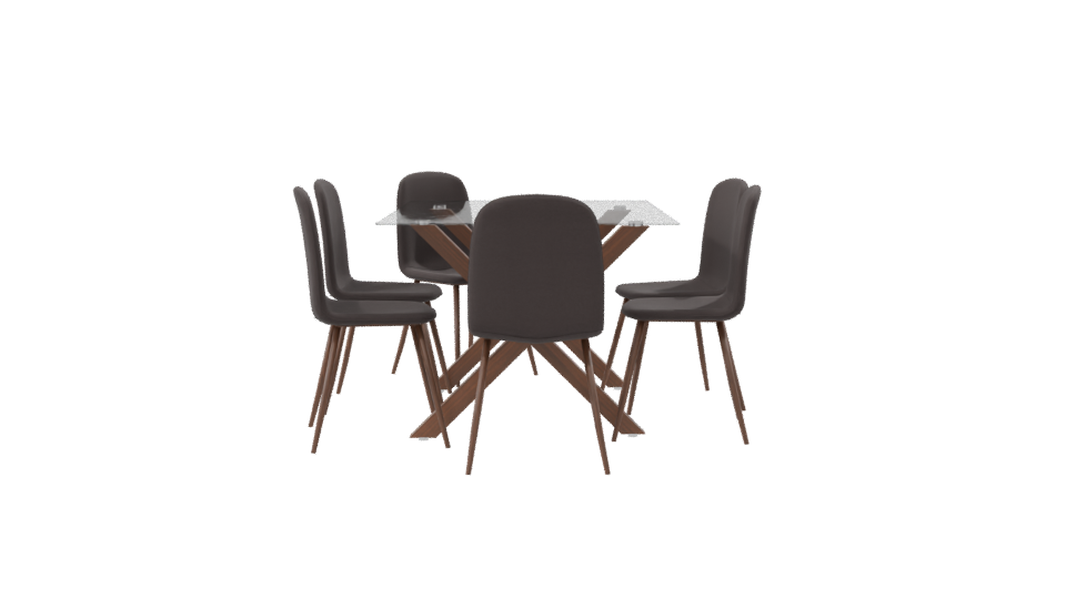 Elegant Glass Top Dining Set - Professional 3D Model Render 8