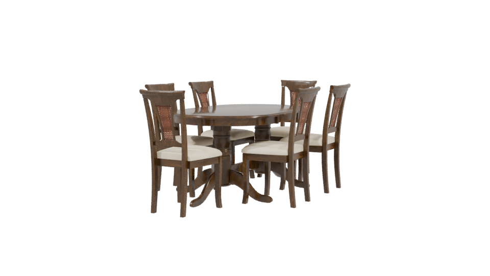 Elegant Wooden Dining Table Set 3D Model - Professional 3D Model Render 3