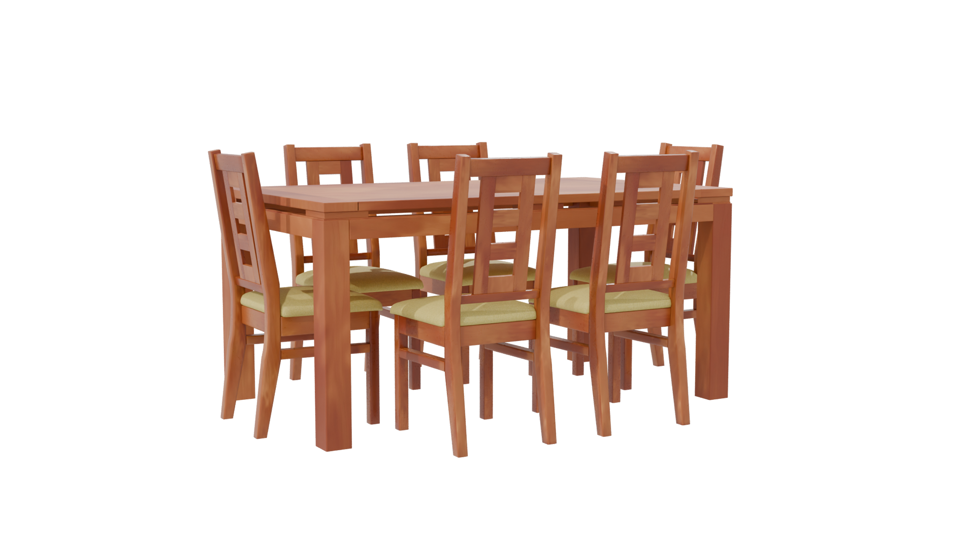 Stylish Wooden Dining Table Set 3D Model - Professional 3D Model Render 7