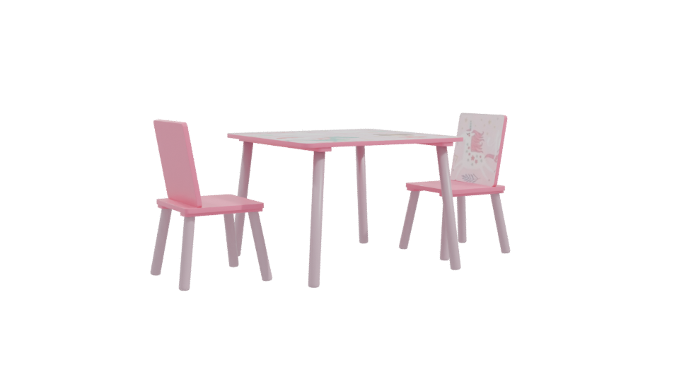 Charming Kids' Table and Chair Set 3D Model - Professional 3D Model Render 10