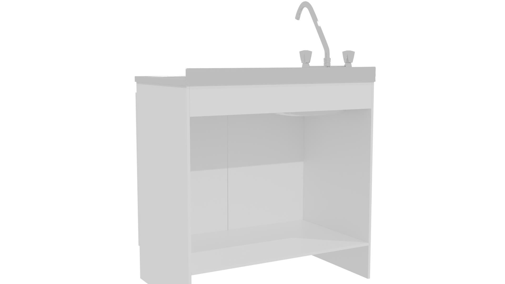 Sleek Kitchen Sink Cabinet Model - Professional 3D Model Render 4