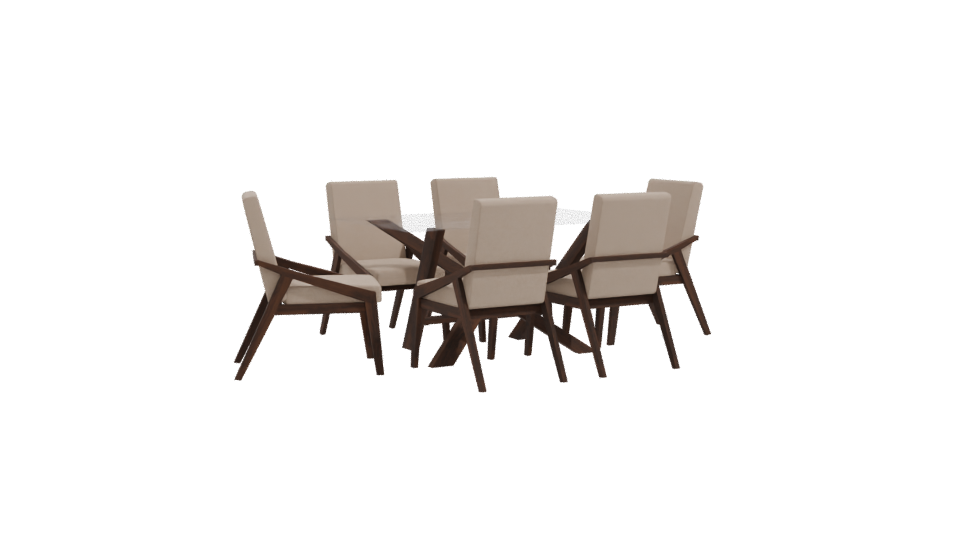 Stylish Glass Dining Table Set - Professional 3D Model Render 10