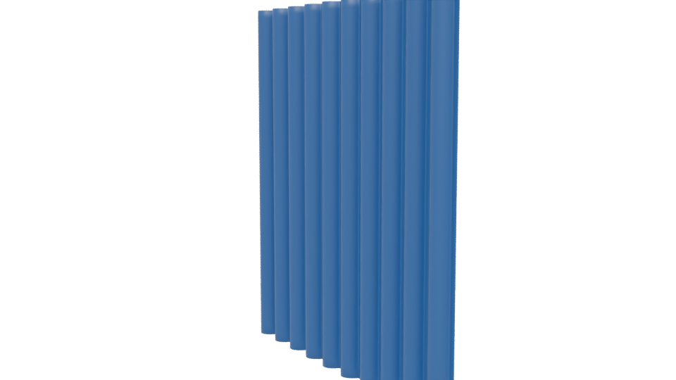 Blue Industrial Ribbed Panel 3D - Professional 3D Model Render 13