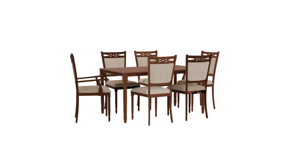 Elegant Wooden Dining Set 3D - Professional 3D Model Render 4