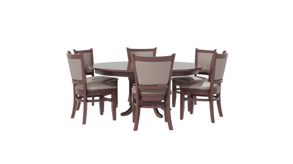 Elegant Round Dining Table with Chairs 3D Model - Professional 3D Model Render 7