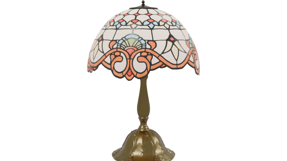 Vintage Stained Glass Table Lamp - Professional 3D Model Render 2