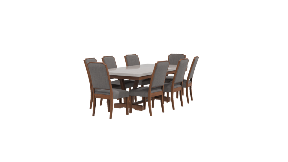 Stylish Wooden Dining Table Set - Professional 3D Model Render 9