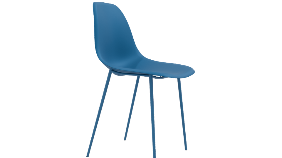 Sleek Blue Dining Chair Model - Professional 3D Model Render 9