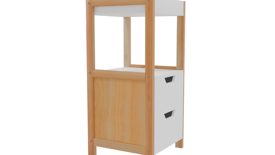 Minimalist Two-Drawer Nightstand 3D - Professional 3D Model Render 9