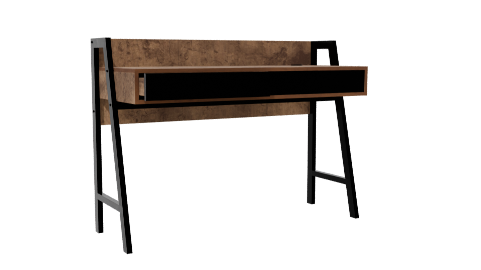 Stylish Industrial Wooden Desk Model - Professional 3D Model Render 13
