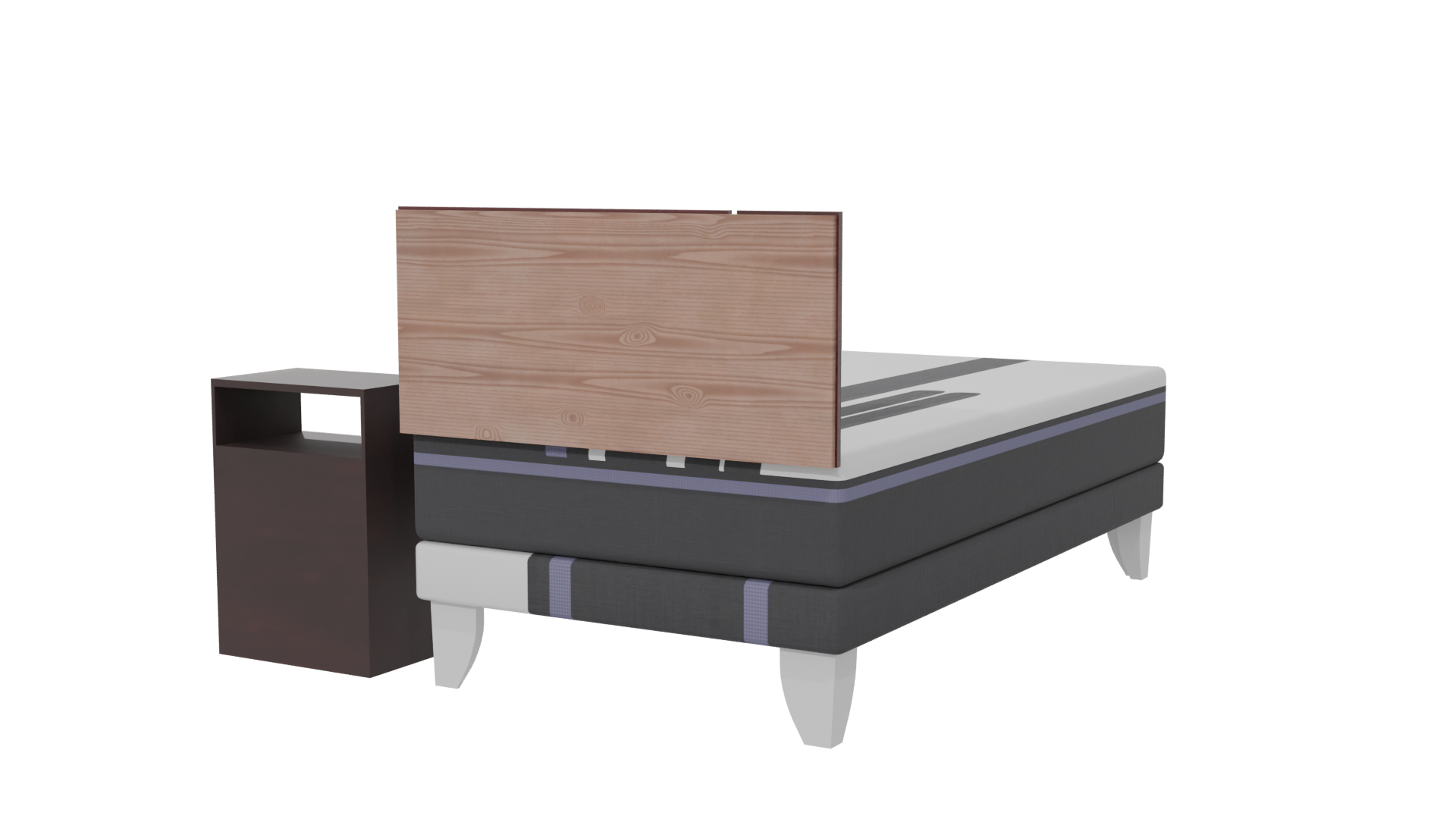 Stylish Bed with Nightstand Model - Professional 3D Model Render 6