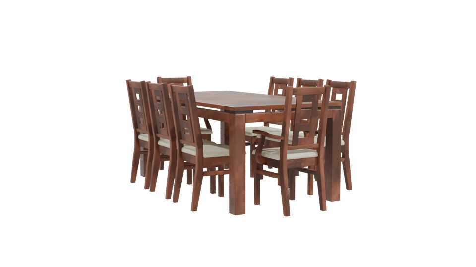 Elegant Wooden Dining Table Set - Professional 3D Model Render 10