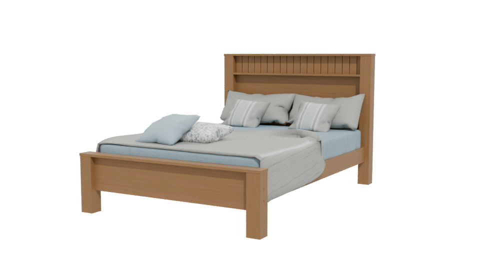 Stylish Wooden Bed 3D Model - Professional 3D Model Render 12