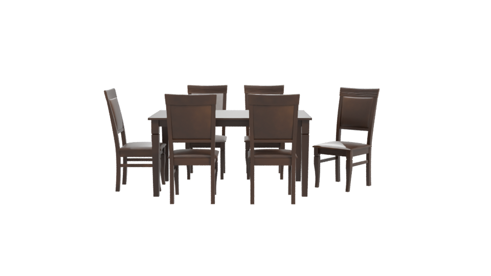 Elegant Wooden Dining Table Set - Professional 3D Model Render 11