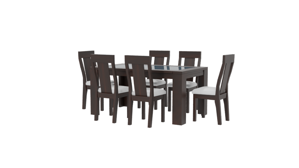 Elegant Modern Wooden Dining Table Set 3D Model - Professional 3D Model Render 6