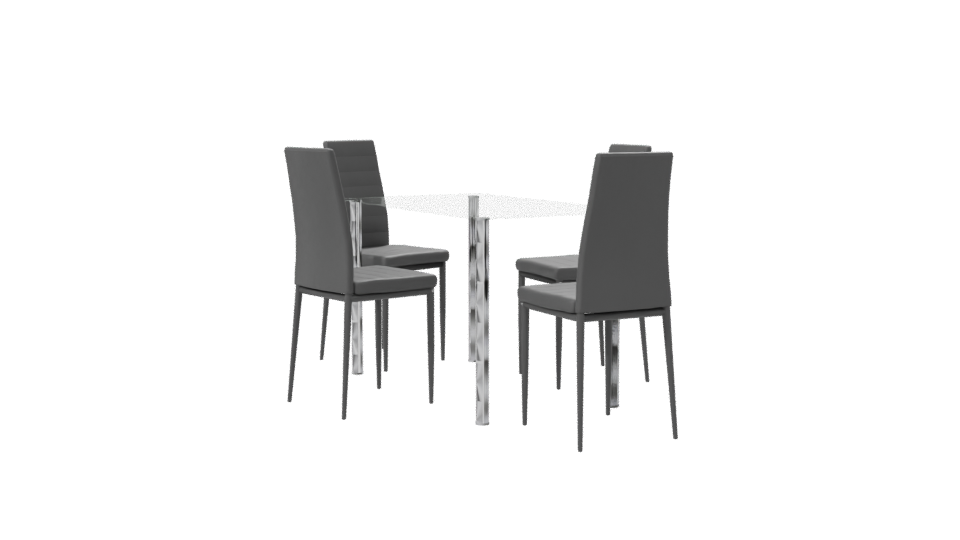 Contemporary Glass Dining Table Set 3D Model - Professional 3D Model Render 7