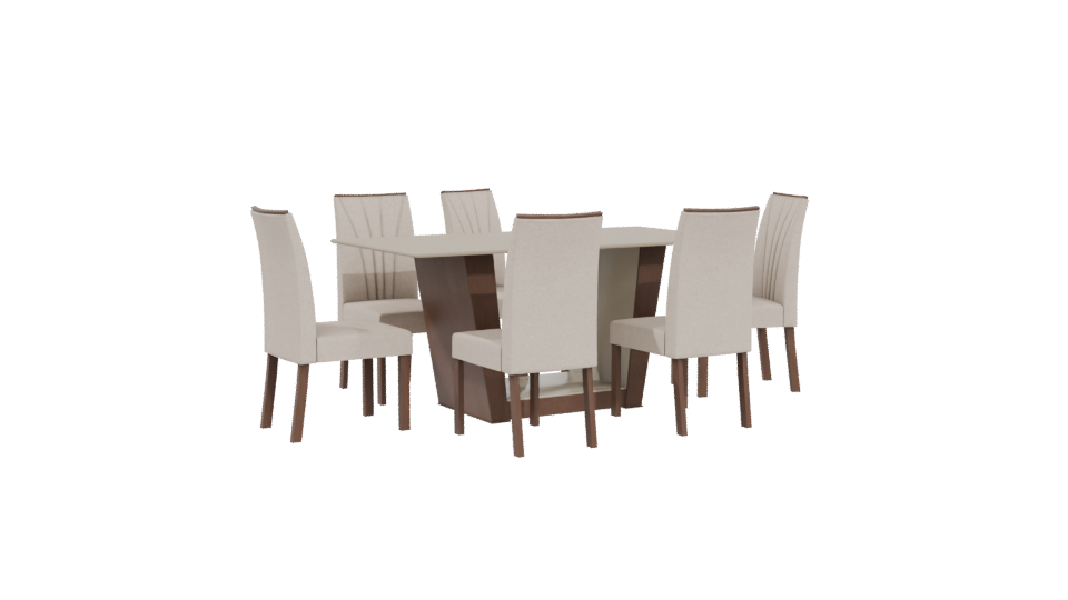 Elegant Rectangular Dining Table Set 3D Model - Professional 3D Model Render 4