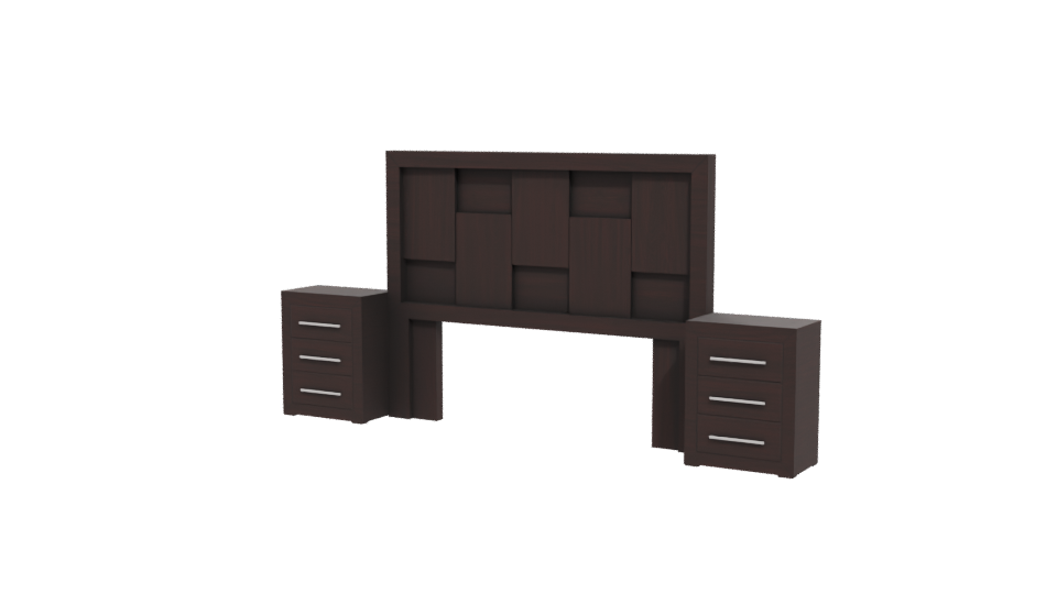Stylish Wooden Bedroom Headboard with Nightstands 3D Model - Professional 3D Model Render 12