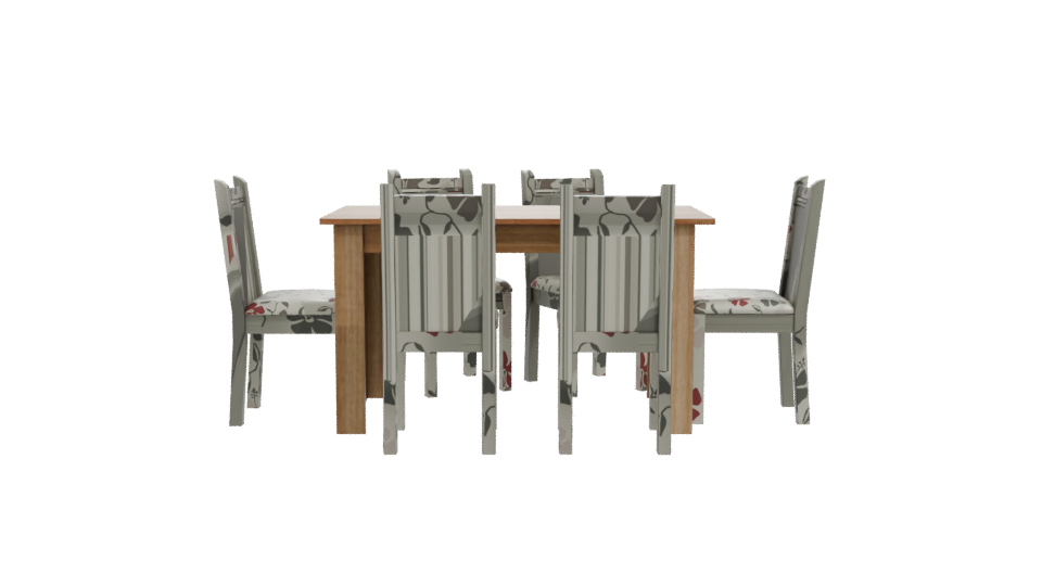 Stylish Wooden Dining Table Set - Professional 3D Model Render 11