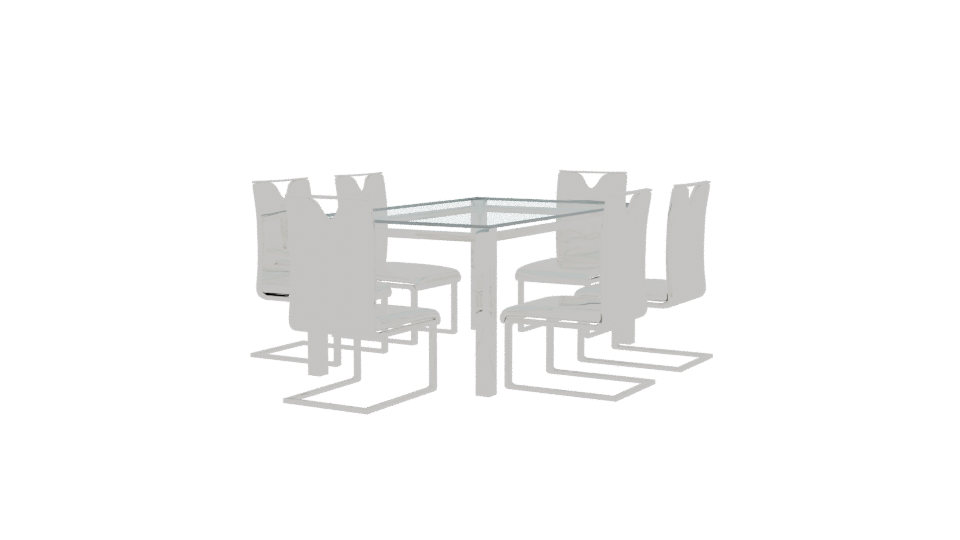 Modern Glass Dining Table Set - Professional 3D Model Render 9