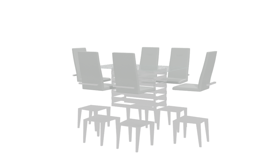 Contemporary Glass Dining Set - Professional 3D Model Render 12