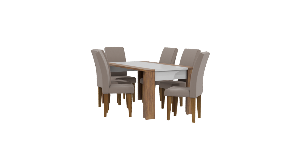 Stylish Wooden Dining Table Set - Professional 3D Model Render 4