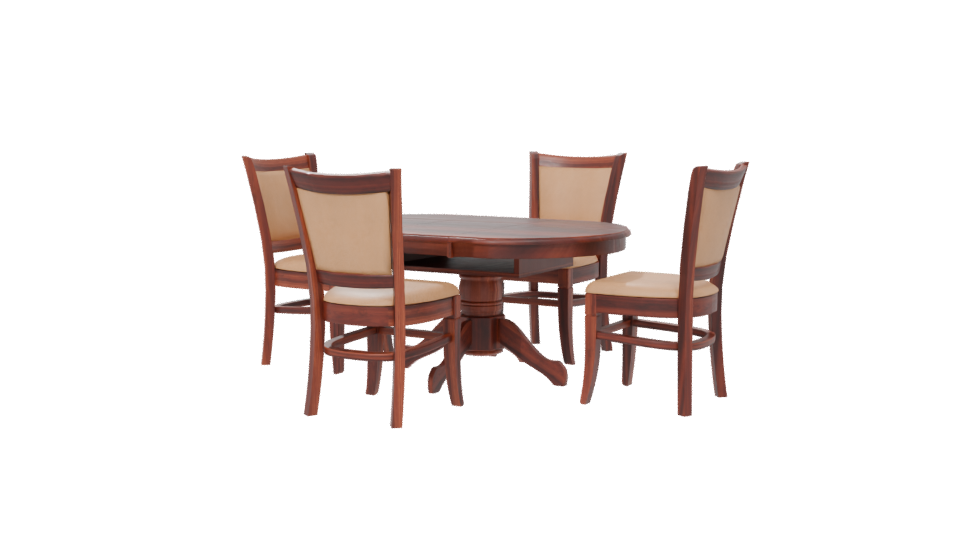 Elegant Round Wooden Dining Table Set 3D Model - Professional 3D Model Render 6