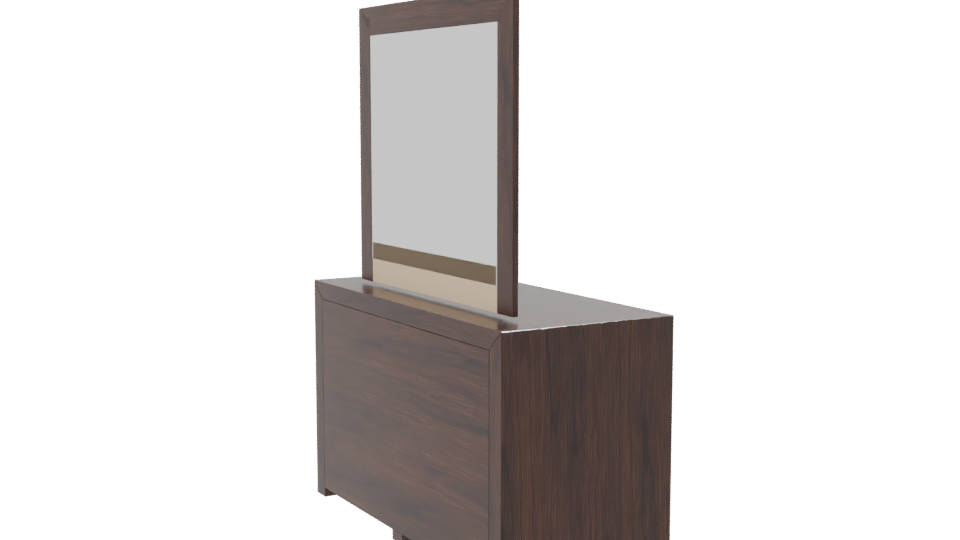 Modern Wooden Dresser with Mirror - Professional 3D Model Render 7