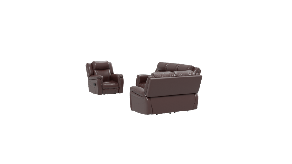 Elegant Reclining Leather Sofa Set - Professional 3D Model Render 13
