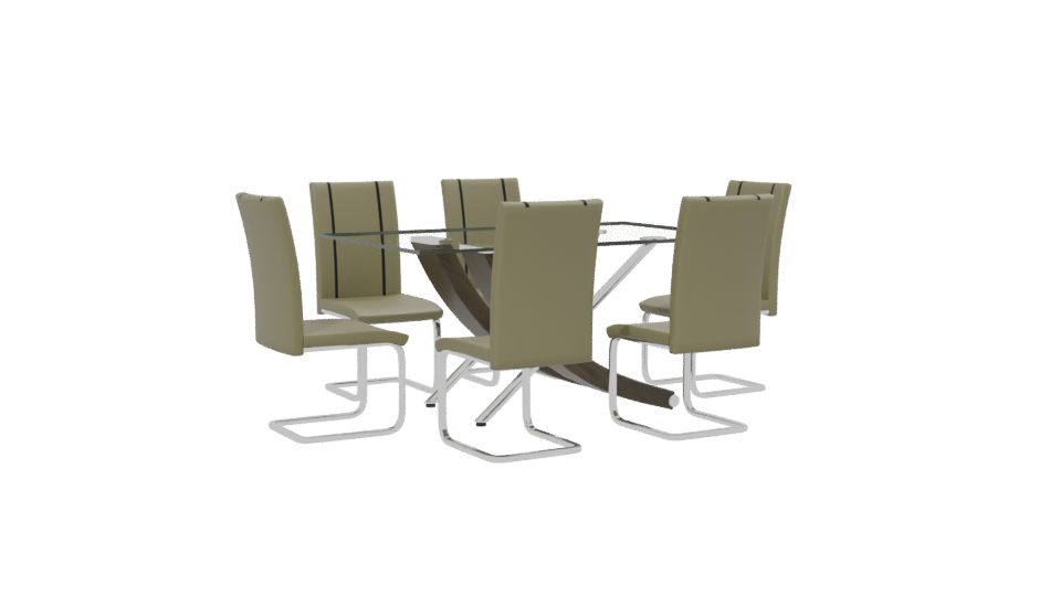 Modern Glass Dining Table Set - Professional 3D Model Render 13
