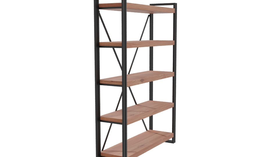 Industrial Style Wooden Shelving Unit - Professional 3D Model Render 9