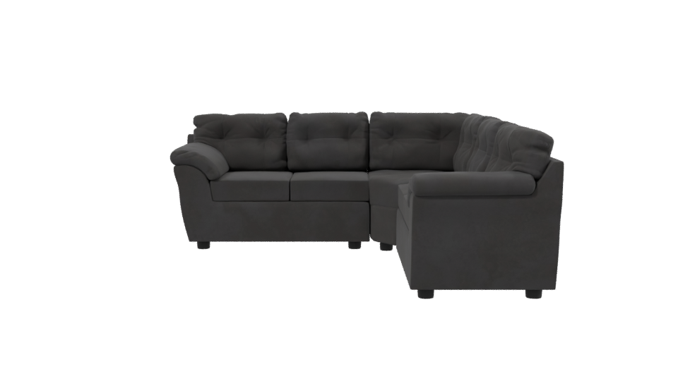 Contemporary Black Leather Sectional Sofa 3D Model - Professional 3D Model Render 2